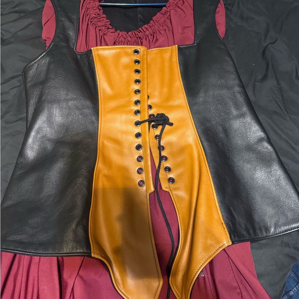 Two-Tone Leather Corset Vest